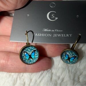 NEW NWT Blue Butterfly Drop Earrings - Fashion Jewelry. MUST BE BUNDLED